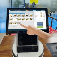 Terminal de point de vente tout-en-un à double écran tactile plat de 15,6 pouces, Windows 11, processeur Intel i5 intégré, imprimante thermique 80 mm intégrée