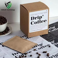 Sac en papier kraft avec poignée, sac cadeau en kraft brun épais, logo imprimé personnalisé, fermeture à cordon pour l'emballage de vente au détail de café