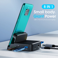 Hub ABS USB C 8 en 1 HDTV USB3.0 USB2.0 Lecteur SD/TF 15W PD USB C Hub Dock pour ordinateur portable et téléphone avec support de téléphone