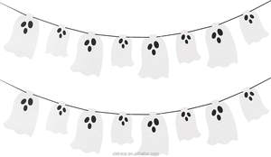 Belle fantôme et <span class=keywords><strong>blanc</strong></span> scintillant Halloween fête bannière décoration pour maison hantée manteau décor à la maison décoration murale - Product Image 2