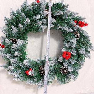 Christmas Red Pine Cone White Paint <b>Wreath</b> Christmas Holiday Decoration <b>Wreath</b> <b>Ring</b> Door Hanging Christmas Tree <b>Wreath</b> Rattan - Product Image 3