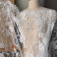 DELACE SXGN Dentelle Chantilly française exquise avec cordons, dentelle à cils brodée, tissu perlé, dentelle cordonnée pour robe de mariée