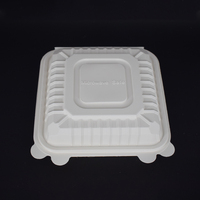 Boîte à hamburger en amidon de maïs biodégradable de haute qualité, écologique, à trois compartiments, de 6 pouces, 8 pouces et 9 pouces