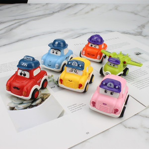 Cartoon Emoji Pullback Toy Cars 6pcs Plastic Friction Vehicle For Kids Birthday Cake Decoration - Product Image 2