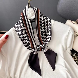 फैशन प्रिंट बाल संबंध महिला स्कार्फ टाई बैग स्कार्फ साटन रेशम स्किनी हेडस्कार्फ महिला पुष्प बैंड सामान 9*95 सेमी - Product Image 4