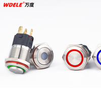 WD12/16/19/22mm Interrupteur à bouton-poussoir en métal momentané en acier inoxydable Interrupteur à bouton-poussoir en métal 1NO1NC étanche
