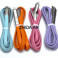 Câble plat en silicone 2-en-1 PD3.1 240W en gros, 1,2M/1,5M en option, conducteur en cuivre pur, cordon de données, logo personnalisé pour ordinateurs portables