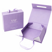 Ensemble d'emballages de luxe sur mesure pour soins de la peau, couleur violette, avec poignée portable, fermeture magnétique, boîte rigide pliable