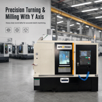 Tour de fraisage CNC horizontal automatique 3 axes avancé QT150Y avec commande FANUC, axe Y et 12 stations à outils pour