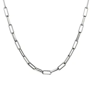 Yeni basit tasarım tıknaz kolye zinciri kadınlar takı paslanmaz çelik gümüş altın ataç Link zinciri kolye kızlar için