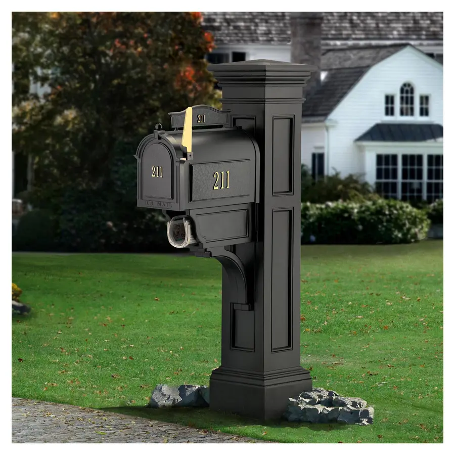 Buzón de correo con cerradura de acero y soporte para periódicos buzón de correo exterior