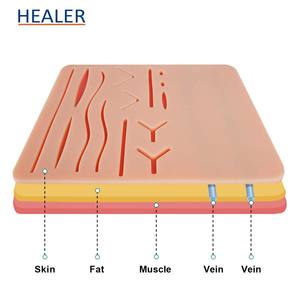 Tappetino di allenamento 2 in 1 per sutura e iniezione IV 14 ferite Pre-tagliate e 2 vene per studenti di medicina e medici praticano - Product Image 3