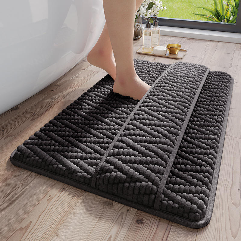 Alfombra de baño de terciopelo de algodón Cloud - mejorada con respaldo adicional en gris granulado