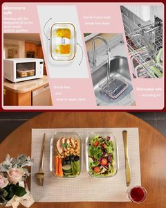 Ensemble de boîtes de rangement en verre pour la cuisine, compatibles micro-ondes, sans BPA, avec couvercle en verre trempé, résistant au congélateur et au lave-vaisselle - Product Image 5