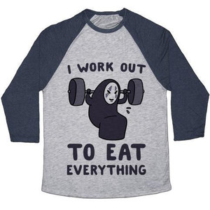 Entreno para comer todo - Camiseta de béisbol unisex Tri-Blend No Face - Product Image 1