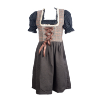 Robe Dirndl Traditionnelle pour Femme de Qualité Supérieure, Style Tablier en Tweed à Carreaux, Manches Courtes, Col Carré, Longueur Mini, Idéale pour les Célébrations et les Vacances