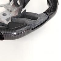 Volant de direction en fibre de carbone véritable à LED avec affichage de la vitesse et du régime moteur, pour Ford Mustang Shelby 2010-2014, fond plat, 3 curseurs