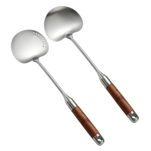 Spatules en acier inoxydable, ensemble de 2 pièces, ustensiles de cuisine robustes pour la friture, le mélange et le service - Product Image 3