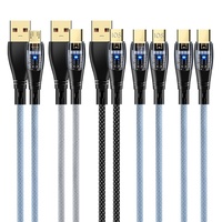 Kabel Data Transparan 6A Tipe-C Berjalin Kompatibel dengan Headphone dan Pengisian Cepat Android PD untuk Ponsel
