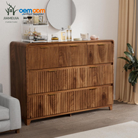 Commode à 7 tiroirs en bois foncé côtelé, fabriquée à la main, écologique, moderne, naturelle, de luxe léger, par JIAMEIJIA |   Chambre à coucher Salon