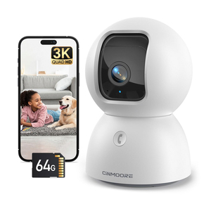 Caméra de sécurité intérieure intelligente CINMOORE 3K avec carte SD 64 Go 360° °   Caméra de surveillance pour personnes âgées/bébés/animaux de compagnie avec vision nocturne couleur et stockage gratuit sur le cloud - Product Image 3