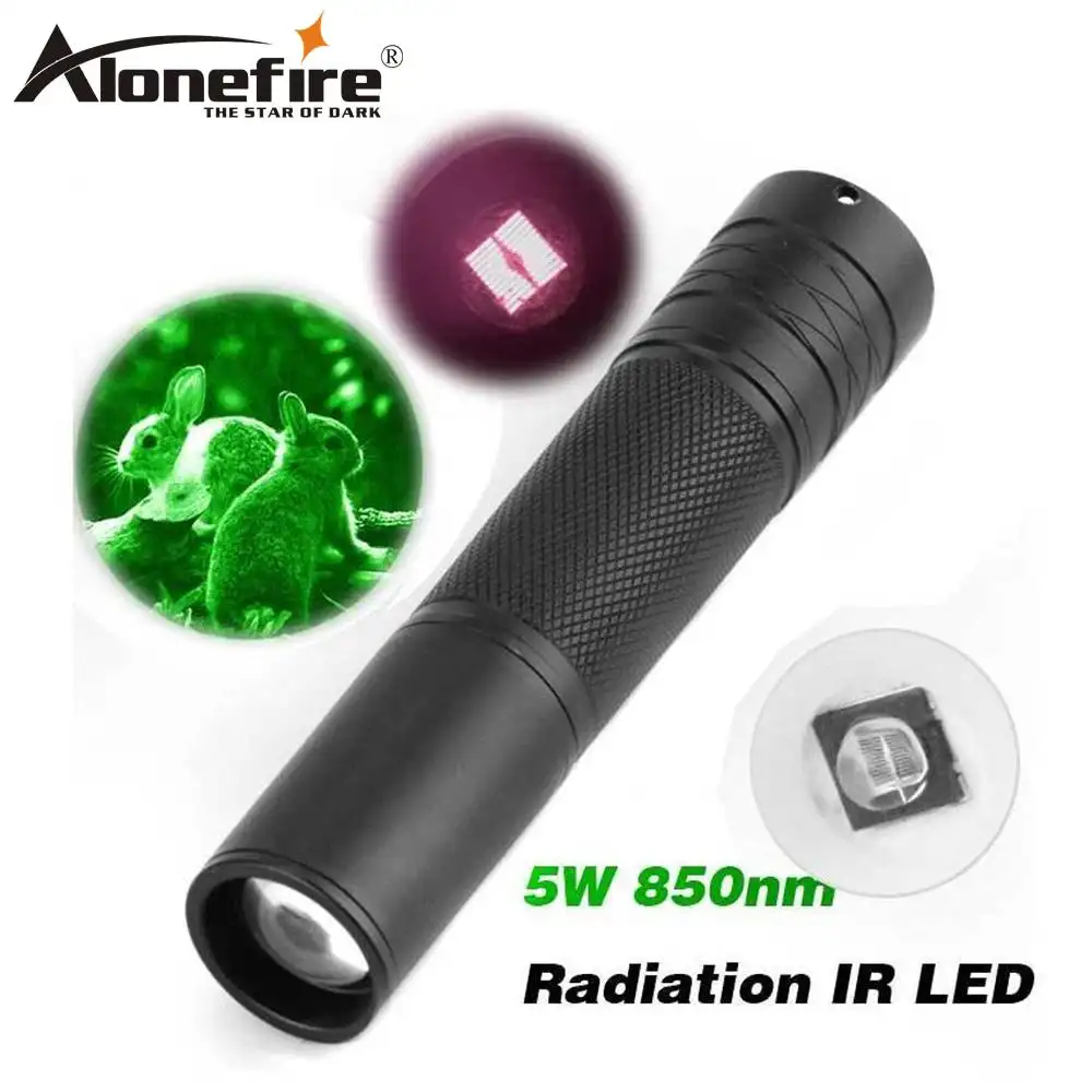 AloneFire IR01 850nm Infrared 5W Night Vision sight fill light Zoom Flashlight Hunting search Tactical torch lamp 18650