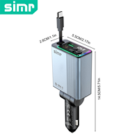 Simr 5 en 1 Bluetooth voiture lecteur MP3 transmetteur FM PD30W QC3.0 alliage de lumière ambiante chargeur de voiture rétractable Simr BRC01