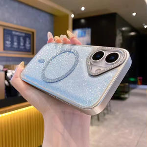 Funda de Teléfono con Carga Inalámbrica Magnética, Diseño de Cielo Estrellado Galvanizado de Lujo, con Incrustaciones de Diamantes, para iPhone 17 Pro Max 16 15 14 - Product Image 2