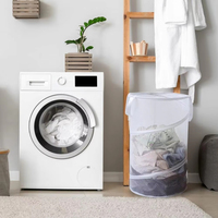 Grand panier à linge pliable cylindrique, design en maille durable, sac de rangement multifonctionnel pour vêtements et linge domestique