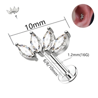 F136 titane percé oreille os goujon Zircon cheval oeil lèvre goujon trois feuilles quatre feuilles pierre cochléaire goujon corps Piercing bijoux