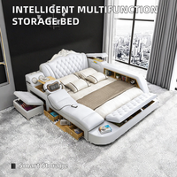 Lit de stockage multifonction intelligent de style européen avec haut-parleur de musique Meubles de chambre à coucher de vente chaude personnalisés en usine