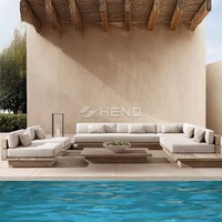 Canapé d'extérieur en teck au design minimaliste, mobilier d'hôtel, canapé de patio en bois massif, mobilier d'extérieur, canapé de jardin en teck
