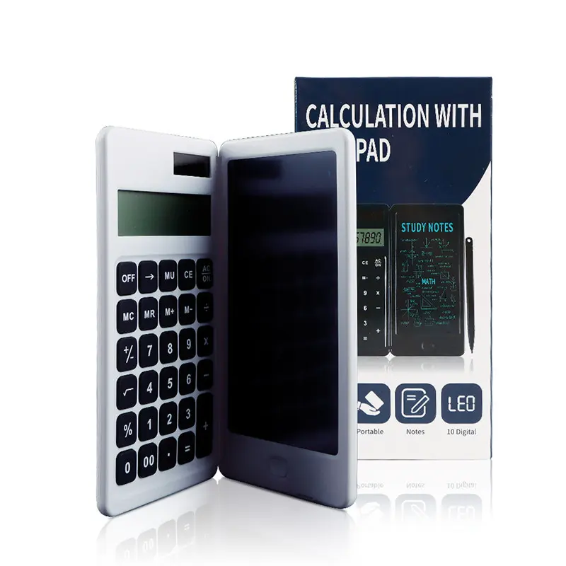 Foldable Desk Calculator 10 Digital Magic Scientific Calculator with Writing Pad Tablet
