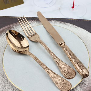 Luxurious Three-piece Rose <strong>Gold</strong> <strong>Set</strong> of Tableware Stainless Steel Tableware Steak Knife Spoon and Fork - Product Image 4