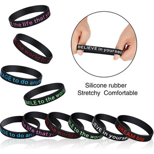 Pulsera de Silicona <span class=keywords><strong>con</strong></span> Frase Motivacional, Brazalete de Goma <span class=keywords><strong>con</strong></span> Logotipo Personalizado, Pedido al por Mayor OEM, Mensaje Inspirador para Eventos - Product Image 3