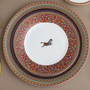 Luxus Vintage Keramik Teller Royal Keramik Teller Porzellan Servier platte Pferd