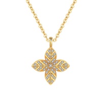 Bijoux fins Plata plaqué or à la mode 925 en argent Sterling trèfle à quatre feuilles conception pavé Zircon pendentif colliers pour femmes