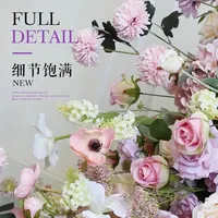 Chemin de table personnalisé en fleurs artificielles violettes pour la décoration de mariage, centre de table pour mariage
