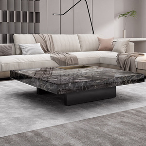 Mesa de centro de diseño italiano, villa moderna, muebles de sala de estar, juego de mesa de centro cuadrada superior de pizarra para hotel en casa - Product Image 3