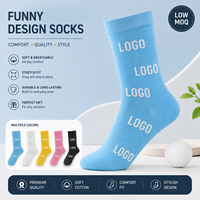 Chaussettes fantaisie personnalisées avec logo, chaussettes en coton jacquard, chaussettes colorées, chaussettes OEM en gros, faible MOQ pour cadeau