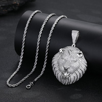 Pendentif Tête de Lion Roi des Bêtes Forêt Unique en Cuivre pour Accessoires Hip Hop Bestseller Micro-Incrusté de Zircon Torsadé Singapour