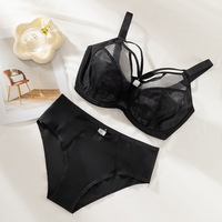 Ensemble soutien-gorge et culotte grande taille pour femmes - Soutien-gorge à couverture complète, bonnets de la D à la L, maintien maximal, sans armatures, respirant, maille confortable, anti-affaissement