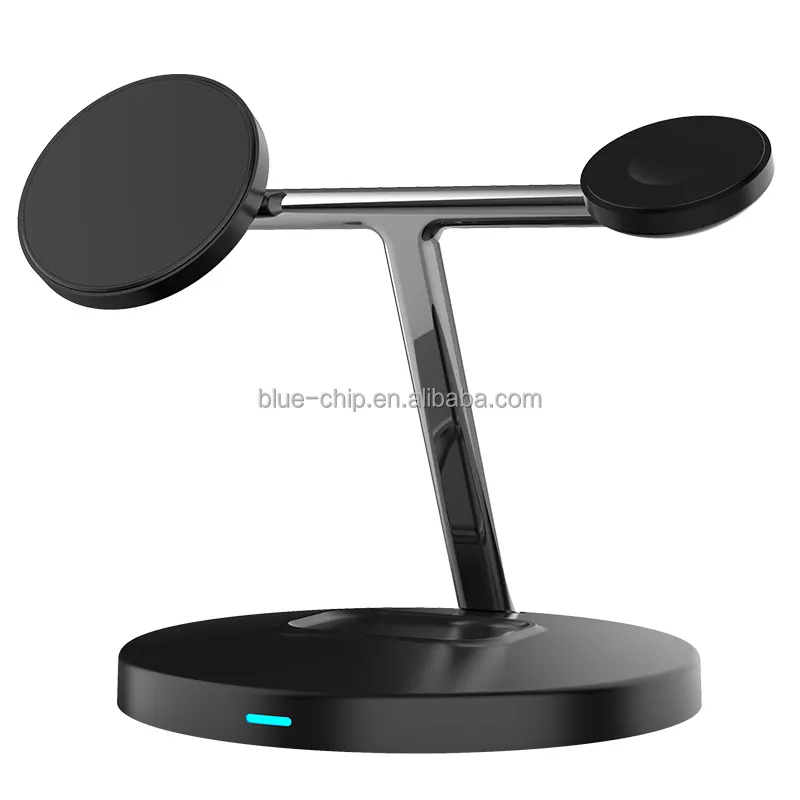 Multifunctional Office Desk 15W High Quality Black Multiple Fast Charging Mobile Phone Holder Magnet 3 In One Wireless Charger