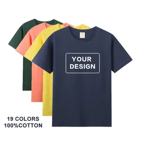 Оптовая продажа, 15 видов цветов мягкая 200 г Хлопковая мужская футболка с принтом на заказ, черная белая футболка с принтом и вышивкой