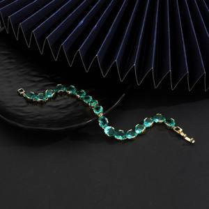 Pulsera de tenis de cristal con forma de cuadrado y corazón para mujer, pulsera de eslabones con piedras preciosas multicolores chapada en oro, regalo de joyería de moda - Product Image 4