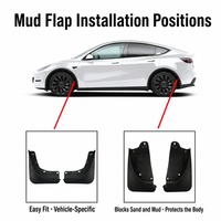 Garde-boue STEELTIGER pour Tesla Model Y 2021-2024, 4 pièces, à clipser, sans perçage, noir, TPE PP, protection de carrosserie