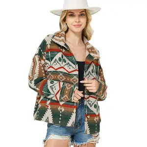 FW Aztec-manteaux d'hiver vintage en tissu de style fermier occidental pour femmes, 2022