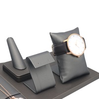 Statue personnalisé de Table à bijoux, présentoir de comptoir en cuir noir, magasin, Set