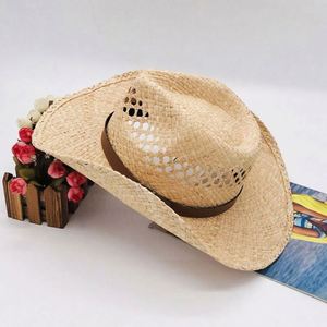 2020 Newset Summer Western Dyed Raffia <b>Fedora</b> Cowboy Hats Raffia <b>Straw</b> Hats in Bulk - Product Image 4