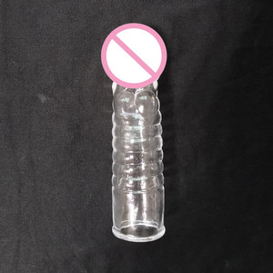Beliebte Bestseller Sexspielzeug für Männer Wieder verwendbares Kondom Realistische Schraube TPE Penis Sleeve Extender Extension Big Penis Sleeve - Product Image 4